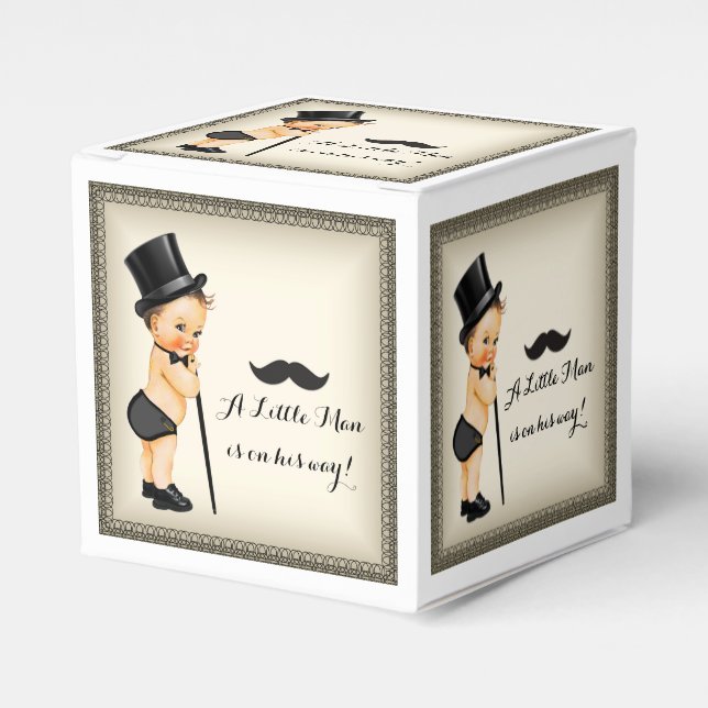 Caja Para Regalos Pequeño hombre bigote bebé niño ducha (Costado Anverso)