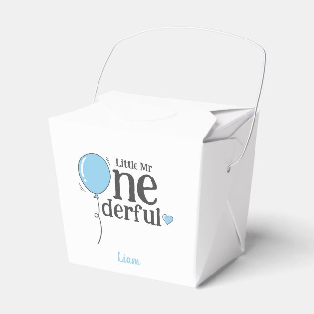 Caja Para Regalos Pequeño lindo Sr. Maravilloso Primer Cumpleaños Az (Front Side)