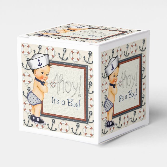 Caja Para Regalos Pequeño marinero Nautical Baby Shower (Costado Anverso)