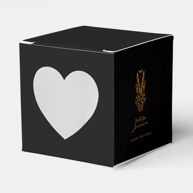 Caja Para Regalos Pequeño Purpurina de oro negro Lingerie Boutique (Anverso)