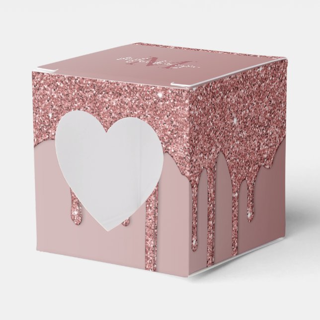 Caja Para Regalos Perforaciones de Purpurina de espuma de oro Rosa s (Anverso)