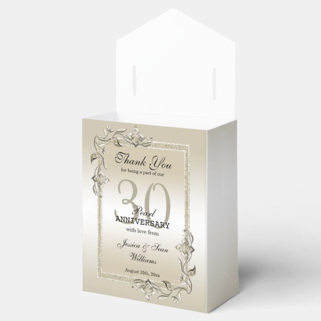 Caja Para Regalos Perla Gem y Purpurina 30° aniversario Boda (Abierto)