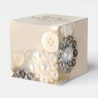 Caja Para Regalos Perlas blancas falsas y Boda de botones de diamant