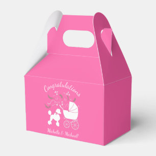 Caja Para Regalos Perro cangrejo Baby Shower Chica rosa pipa