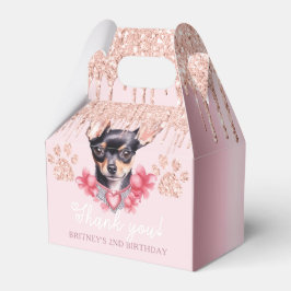 Caja Para Regalos Perro Chihuahua con cumpleaños Purpurina