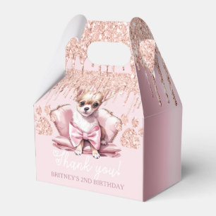 Caja Para Regalos Perro Chihuahua con cumpleaños Purpurina