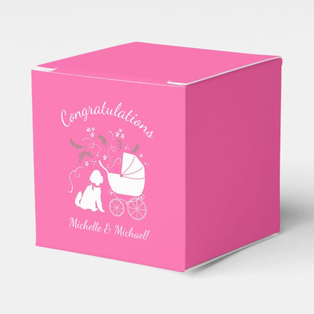 Caja Para Regalos Perro Goldendoodle Baby Shower sin género (Costado Anverso)