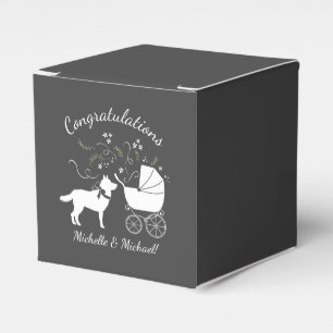 Caja Para Regalos Perro Husky Siberiano Baby Shower Gris porcino