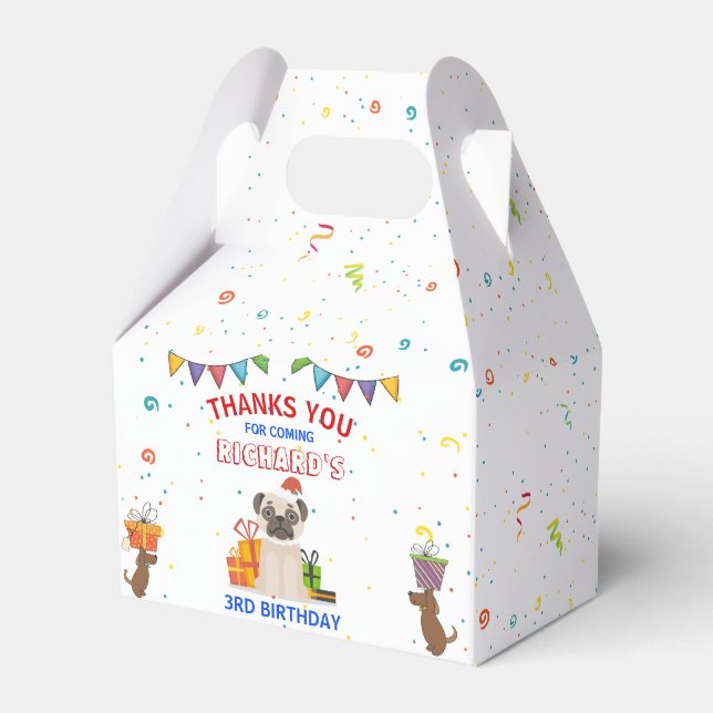 Caja Para Regalos Perro lindo cachorro fiesta de cumpleaños de un ni (Front Side)