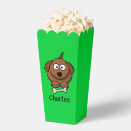 Caja Para Regalos Perro marrón con hueso personalizado en verde