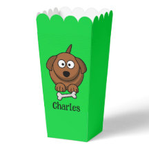 Perro marrón con hueso personalizado en verde