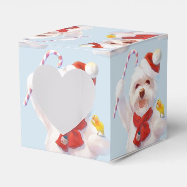 Caja Para Regalos Perro navidad con candy cane (Anverso)