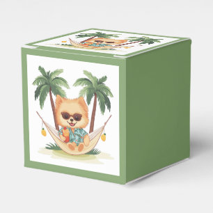 Caja Para Regalos Perro Pomeraniano En Una Camisa Hamaca Hawaiana