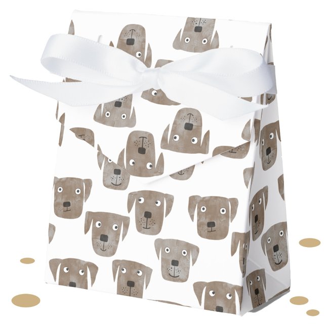 Caja Para Regalos Perro recuperador de chocolate blanco (Chocolate labrador retriever dog watercolor pattern gift favor box)