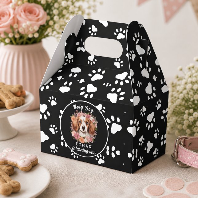 Caja Para Regalos Perro Santo, Cumplo Uno | Cumpleaños Perrita 1 (Holy Dog, I'm One | Dog Girl 1st Birthday Favor Boxes)