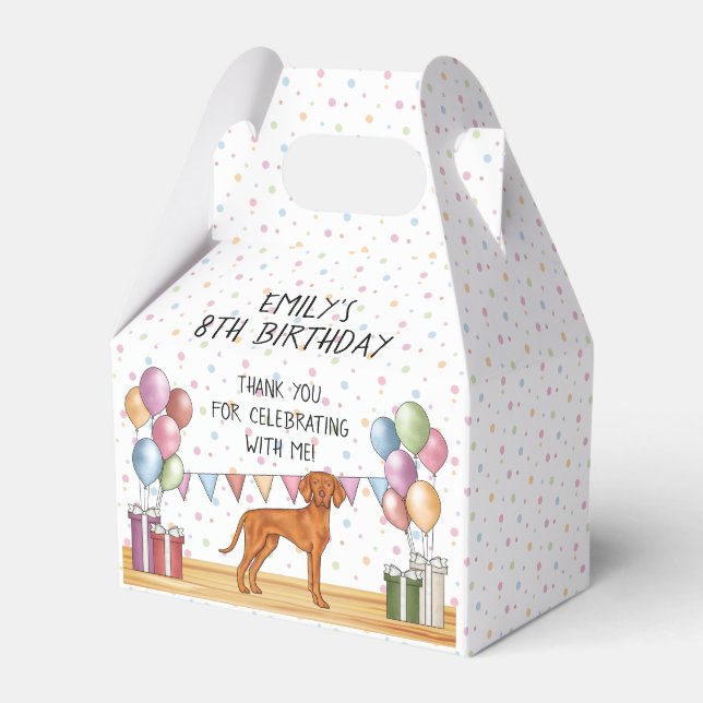 Caja Para Regalos Perro Vizsla Húngaro Pastel Cumpleaños Gracias (Front Side)