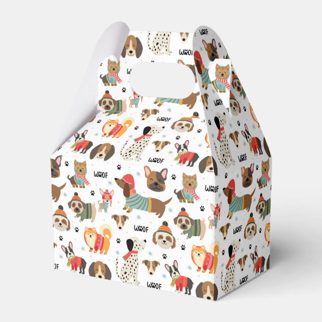 Caja Para Regalos Perros festivos en el patrón de sudaderas de vacac (Front Side)