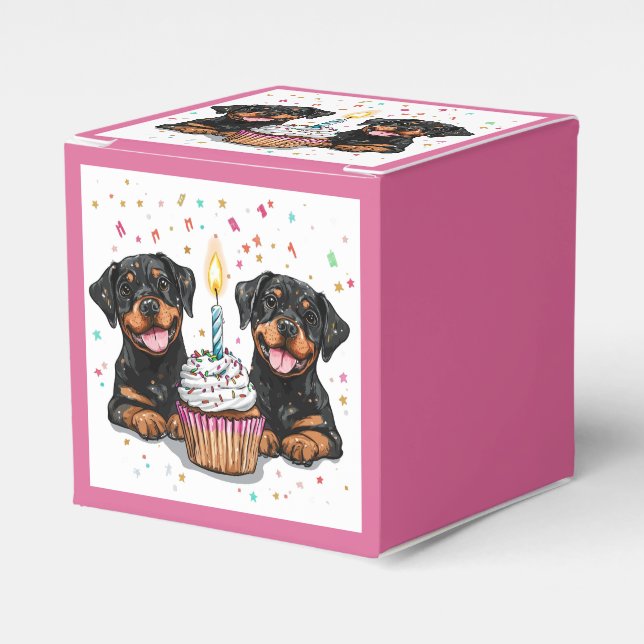 Caja Para Regalos Perros Rottweiler de cumpleaños (Costado Anverso)