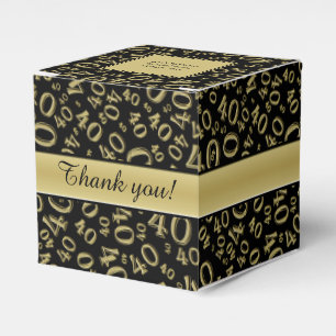 Caja Para Regalos Personalice: 40.o Oro/negro de la fiesta de
