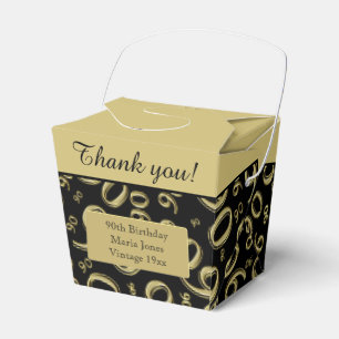Caja Para Regalos Personalice: 90.o Oro/negro de la fiesta de