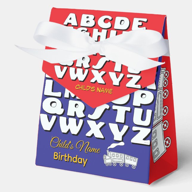 Caja Para Regalos Personaliza Alphabet Kid Birthday Boy Red Blue (Anverso)