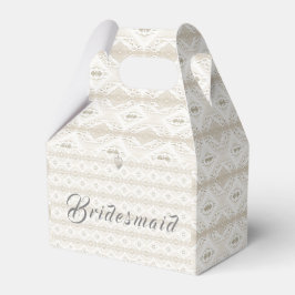 Caja Para Regalos Personalizable Bridesmaid Faux-Lace y Corazón