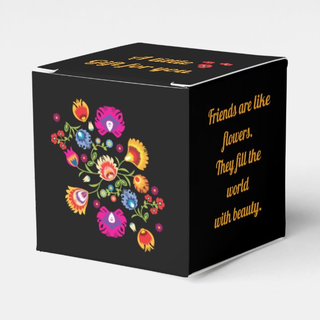 Caja Para Regalos Personalizable Folklore polaco con flores rosas Fa (Costado Anverso)