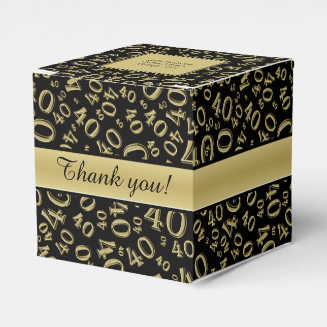 Caja Para Regalos Personalización: 40 años Fiesta de oro/negro (Costado Anverso)