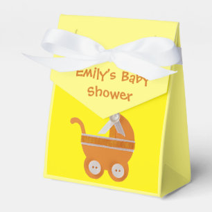 Caja Para Regalos Personalización, carro Naranja ducha bebé