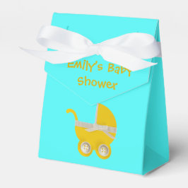 Caja Para Regalos Personalización, cosido amarillo y arco blanco