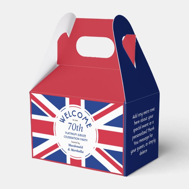 Caja Para Regalos Personalizado 70.º Jubileo Platinum UNION JACK (Front Side)