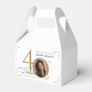 Caja Para Regalos Personalizado blanco dorado fotografía caligrafía 