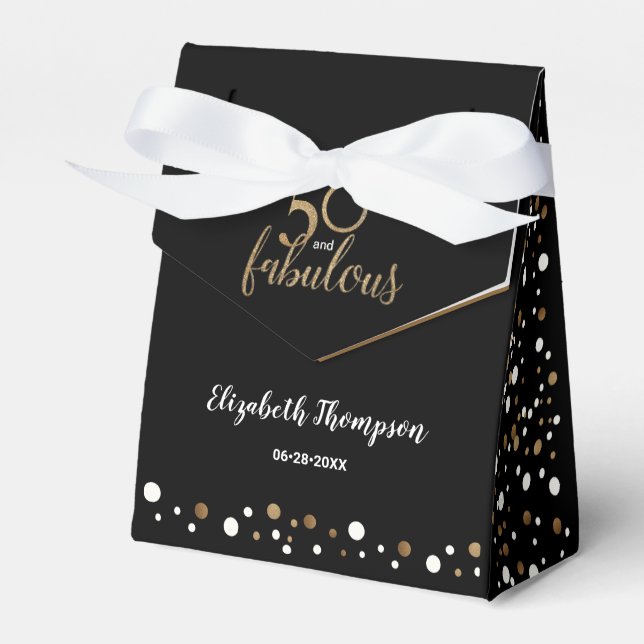 Caja Para Regalos Personalizado Confetti 50 y fabuloso Birthday Gold (Front Side)