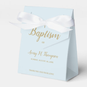 Caja Para Regalos Personalizado cruz de oro azul Script Baptism FavB