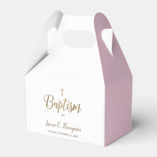 Caja Para Regalos Personalizado cruzado de bautismo rosado dorado Gr