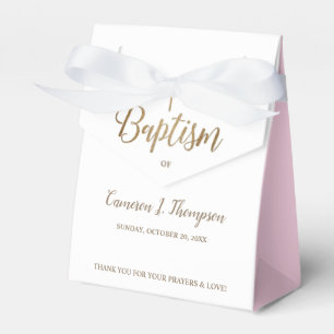 Caja Para Regalos Personalizado cruzado del bautismo rosado dorado