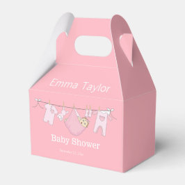 Caja Para Regalos Personalizado Cute Chica Rosa Clothesline Baby Sho