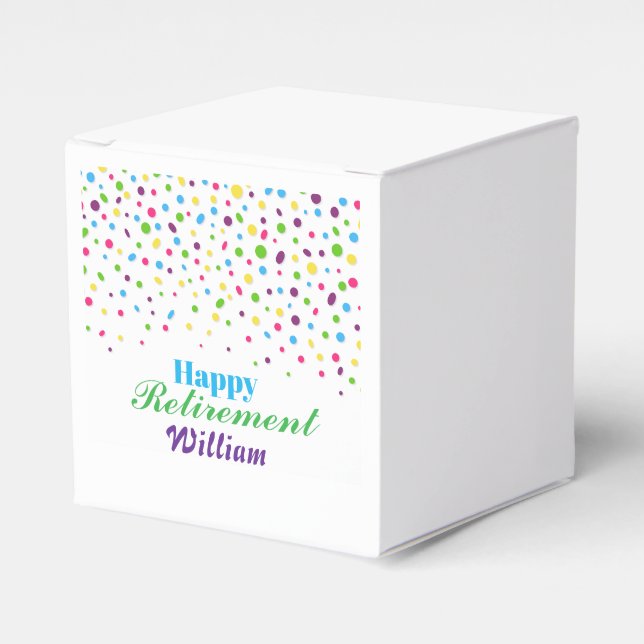 Caja Para Regalos Personalizado Cute colorido confetti feliz retiro (Costado Anverso)