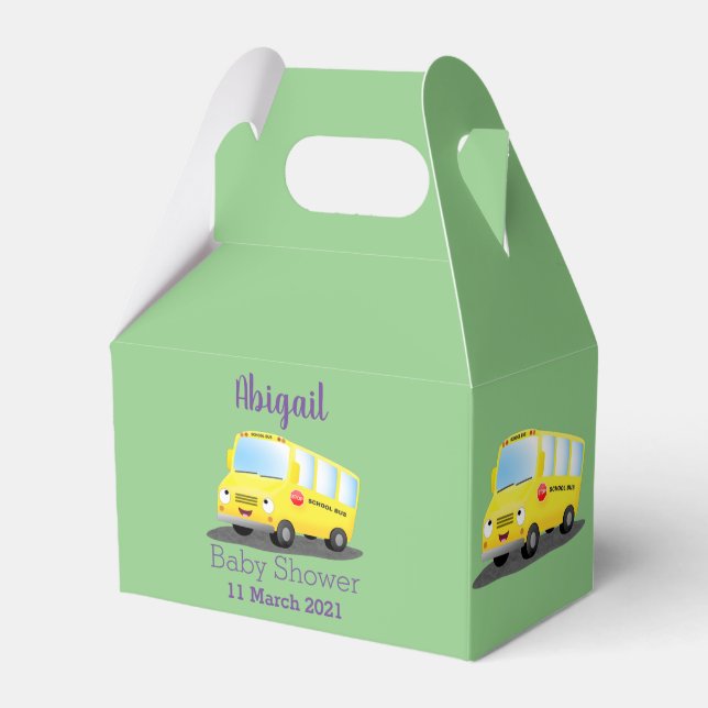 Caja Para Regalos Personalizado de autobús escolar alegre y amarillo (Front Side)