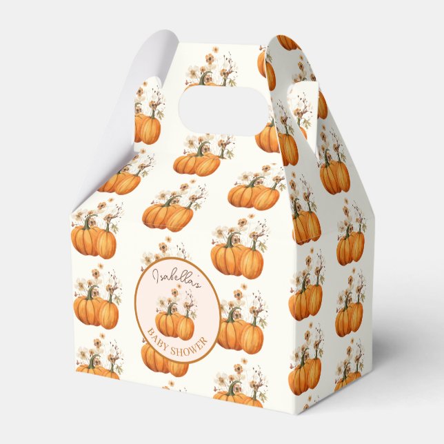 Caja Para Regalos Personalizado de Baby Shower floral de calabaza ot (Front Side)