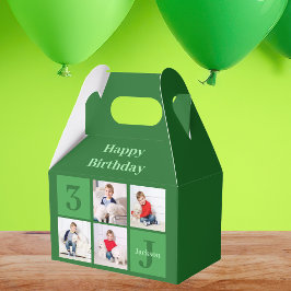 Caja Para Regalos Personalizado de Collage de fotos Verde Niños Fies