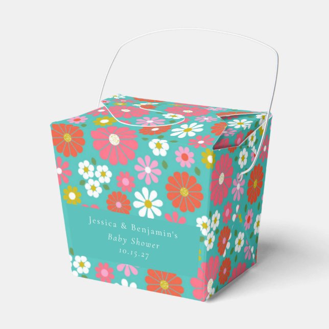Caja Para Regalos Personalizado de color turquesa de flores de los a (Front Side)