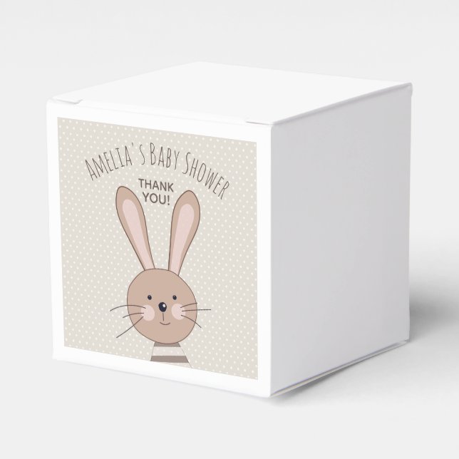 Caja Para Regalos Personalizado de conejito y puntos de Baby Shower (Costado Anverso)