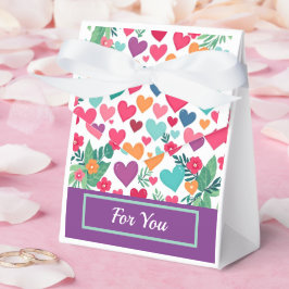 Caja Para Regalos Personalizado de corazones coloridos