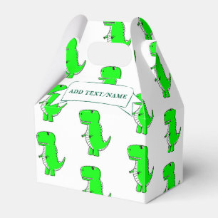 Caja Para Regalos Personalizado de dibujo de dinosaurios verdes blan
