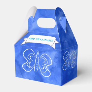 Caja Para Regalos Personalizado de dibujo de mariposa acuarela azul