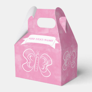Caja Para Regalos Personalizado de dibujo de mariposa acuarela rosa