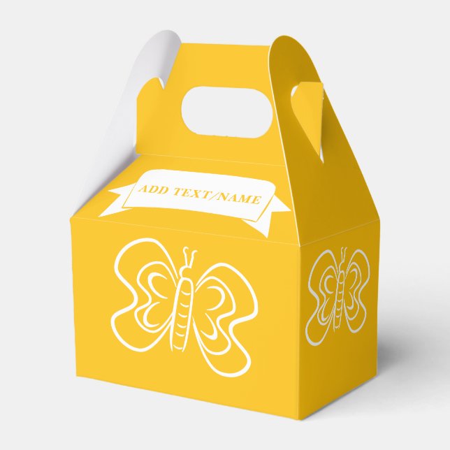 Caja Para Regalos Personalizado de dibujo de mariposa amarillo (Reverso)