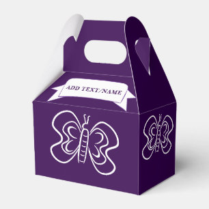 Caja Para Regalos Personalizado de dibujo de mariposa morado