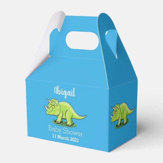 Caja Para Regalos Personalizado de dinosaurios de triceratops verde  (Front Side)